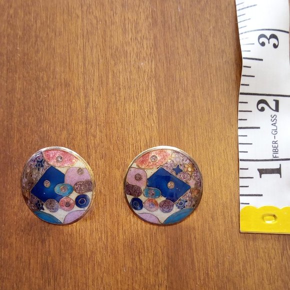 Beautiful Hand-Painted Abstract Design Earrings - Picture 1 of 3